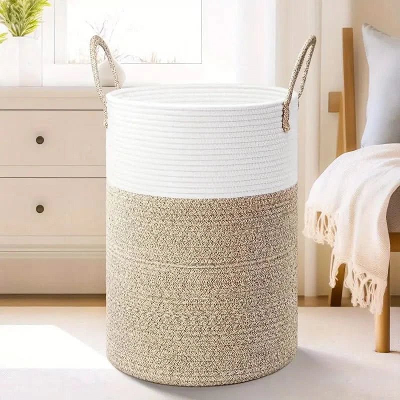 Collapsible Cotton Laundry Basket | 60L Stylish Storage Solution