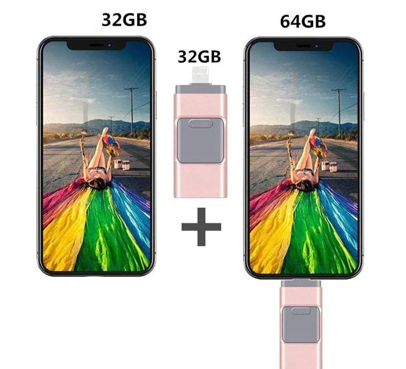USB Flash Drive with Multi-Connector for Smartphone Storage
