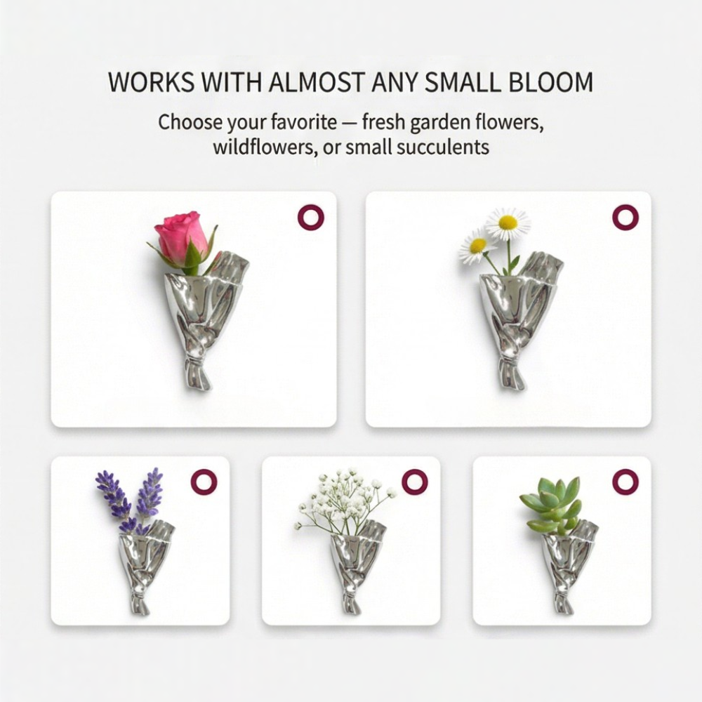 Brooch with Mini Vase for Fresh Flowers