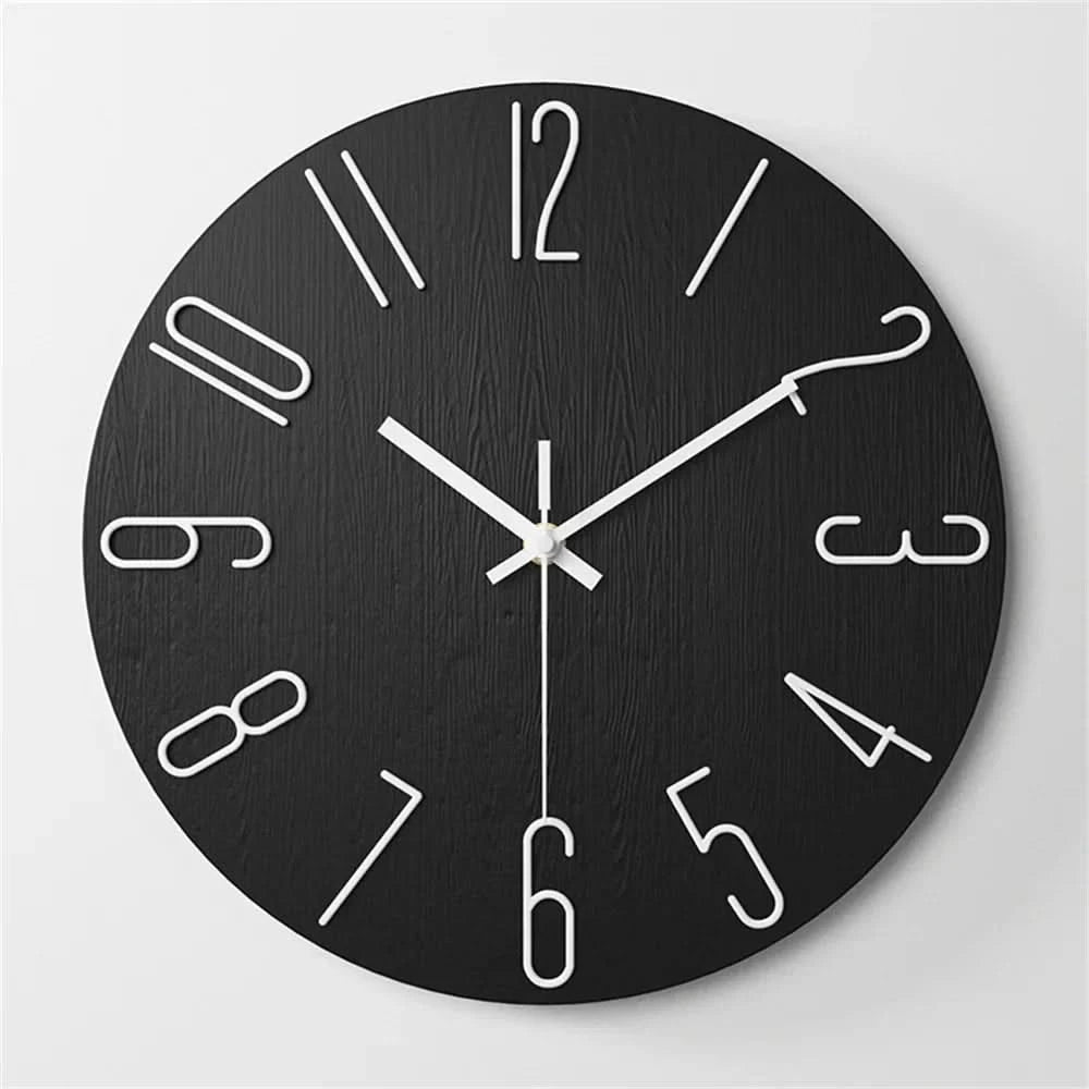Modern Frameless Wall Clock with 3D Numbers and Silent Quartz Movement
