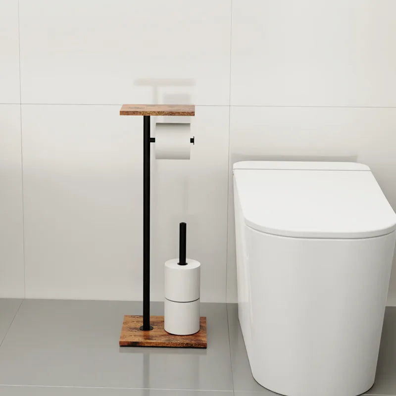 Freestanding Toilet Paper Holder with Storage for Phone and Accessories
