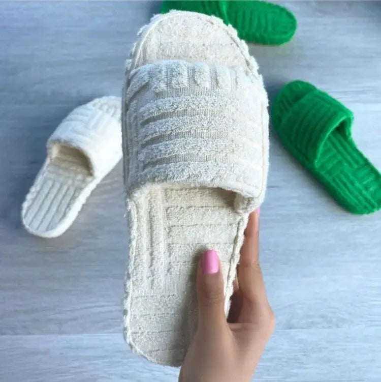 Soft Padded Home Slippers in Open Terry Cloth Design