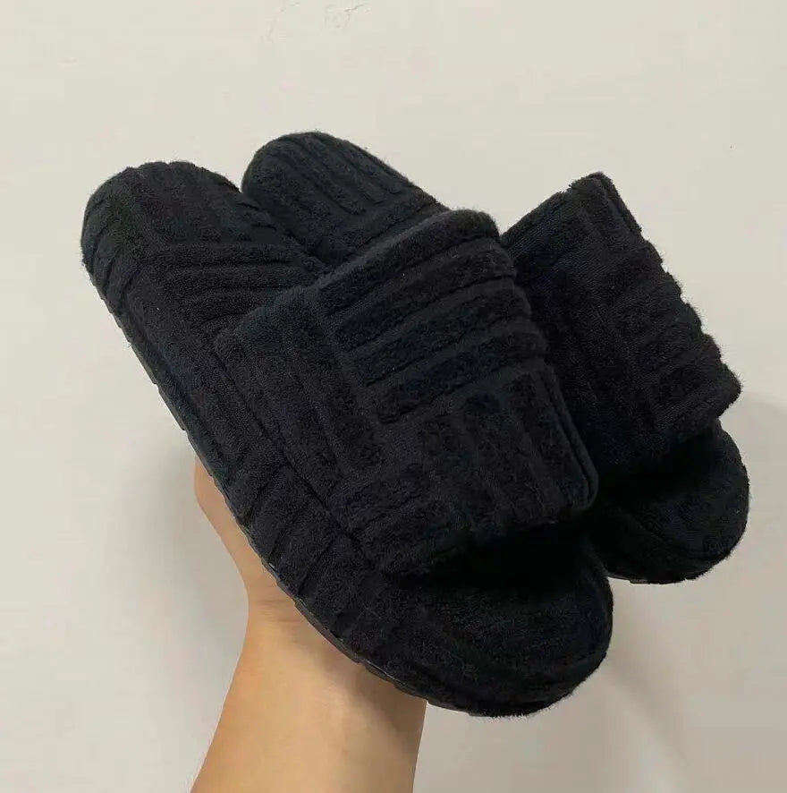 Soft Padded Home Slippers in Open Terry Cloth Design