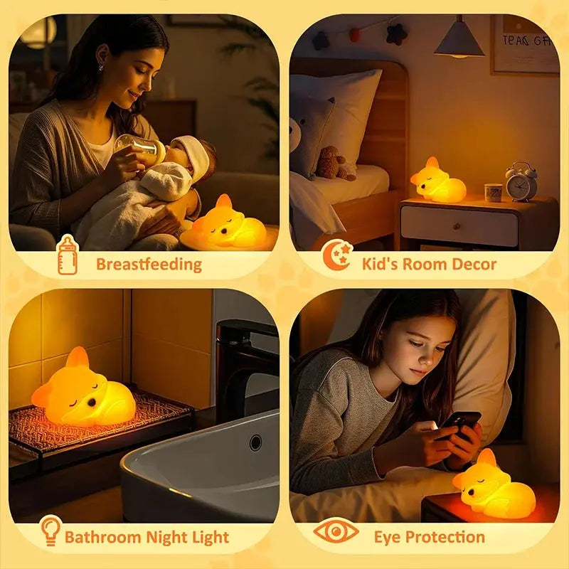 Silicone Night Light with Rechargeable Battery for Kids