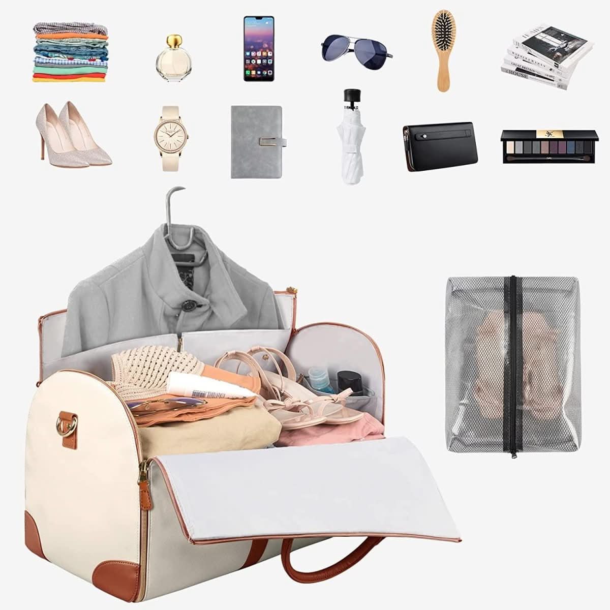 Foldable Garment Bag in PU Leather for Chic Travel