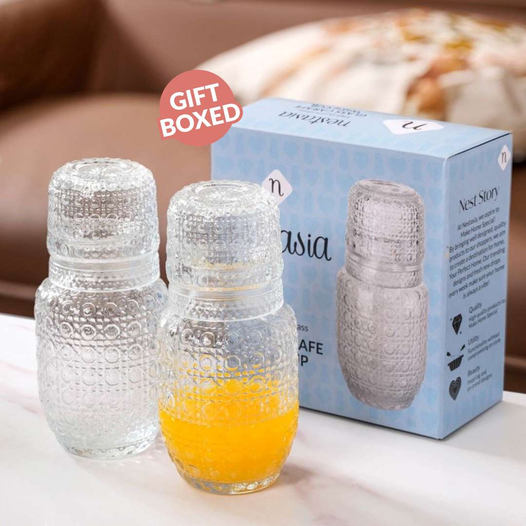 Water Carafe with Lid and Glasses – Nightstand Drinking Set