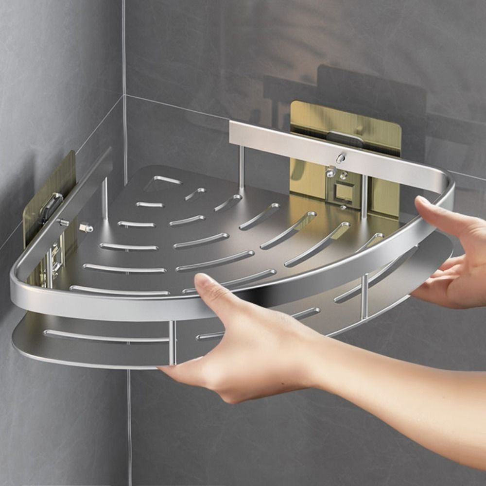 Aluminum Corner Shelf for Shower and Bathroom - No Drilling Required