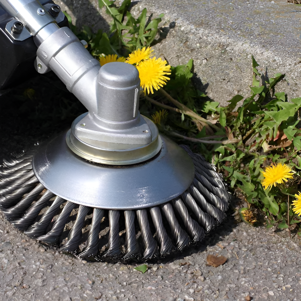 Carbon Steel Weed Trimmer Head – Durable Wire Brush for Patios & Driveways
