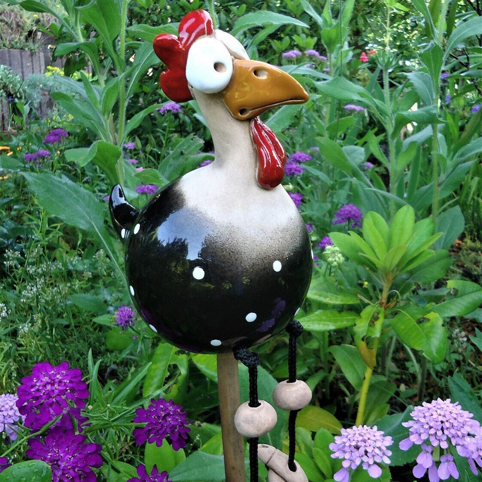 Garden Decoration | Weatherproof Chicken Fence Sculpture | Humorous Design