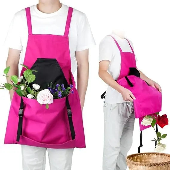 Cross-Back Strap Gardening Apron – Quick-Release Pocket & Water-Resistant Chest Pocket