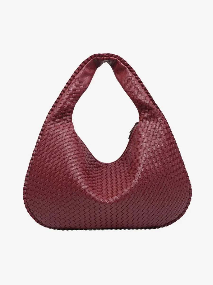 Woven Leather Hobo Purse with Zipper – Classic Design