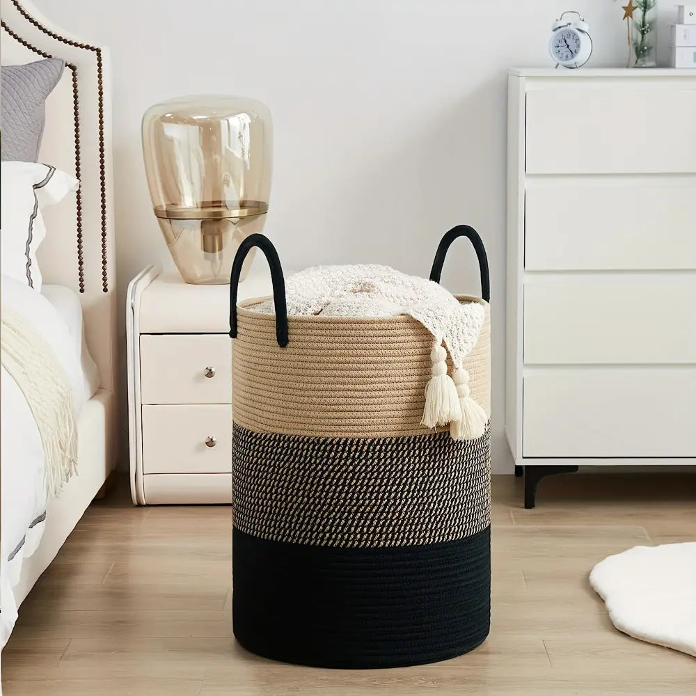 58L Cotton Laundry Hamper - Woven Design