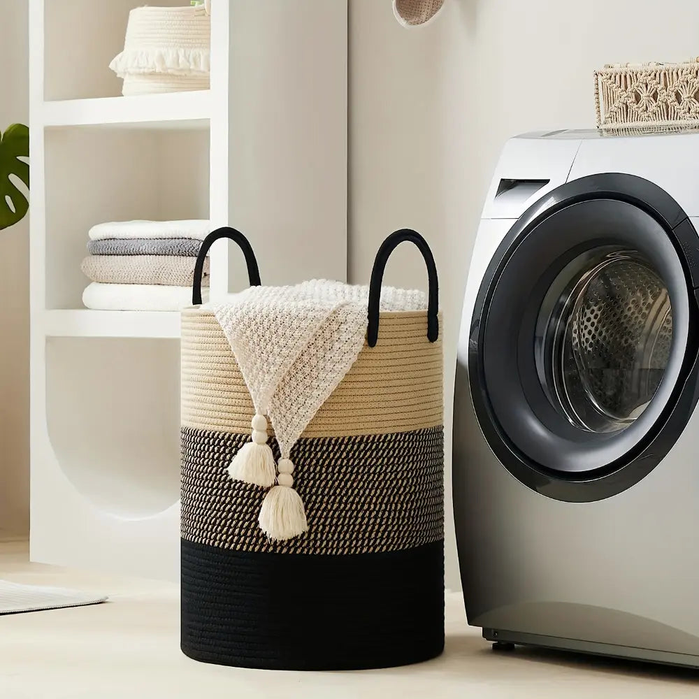 58L Cotton Laundry Hamper - Woven Design