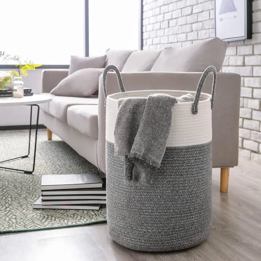 58L Cotton Laundry Hamper - Woven Design