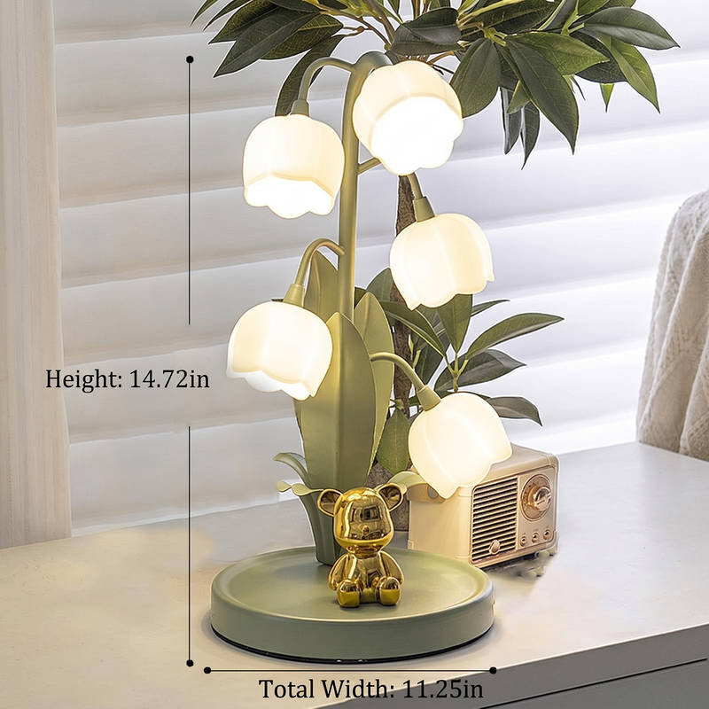 USB Powered Bonsai Table Lamp with Artificial Rose and 3 Lighting Options