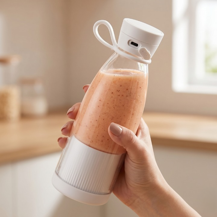 Portable Blender for Smoothies – USB Rechargeable, 6 Steel Blades, BPA-Free