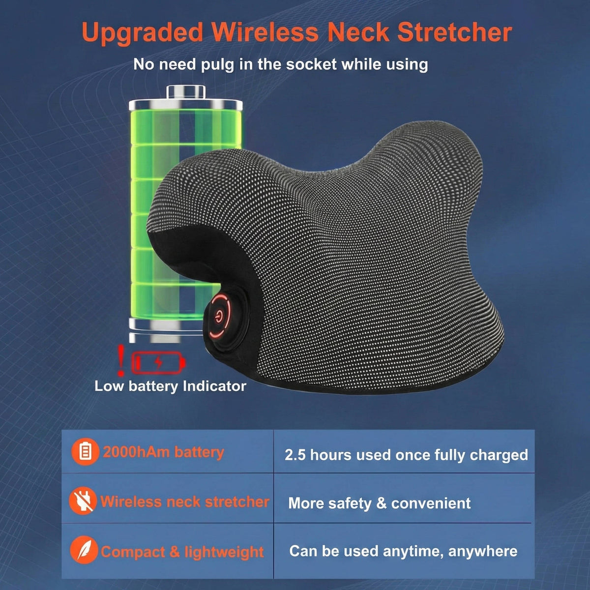 Neck Relaxation Support with Heat Adjustment and Massage Features
