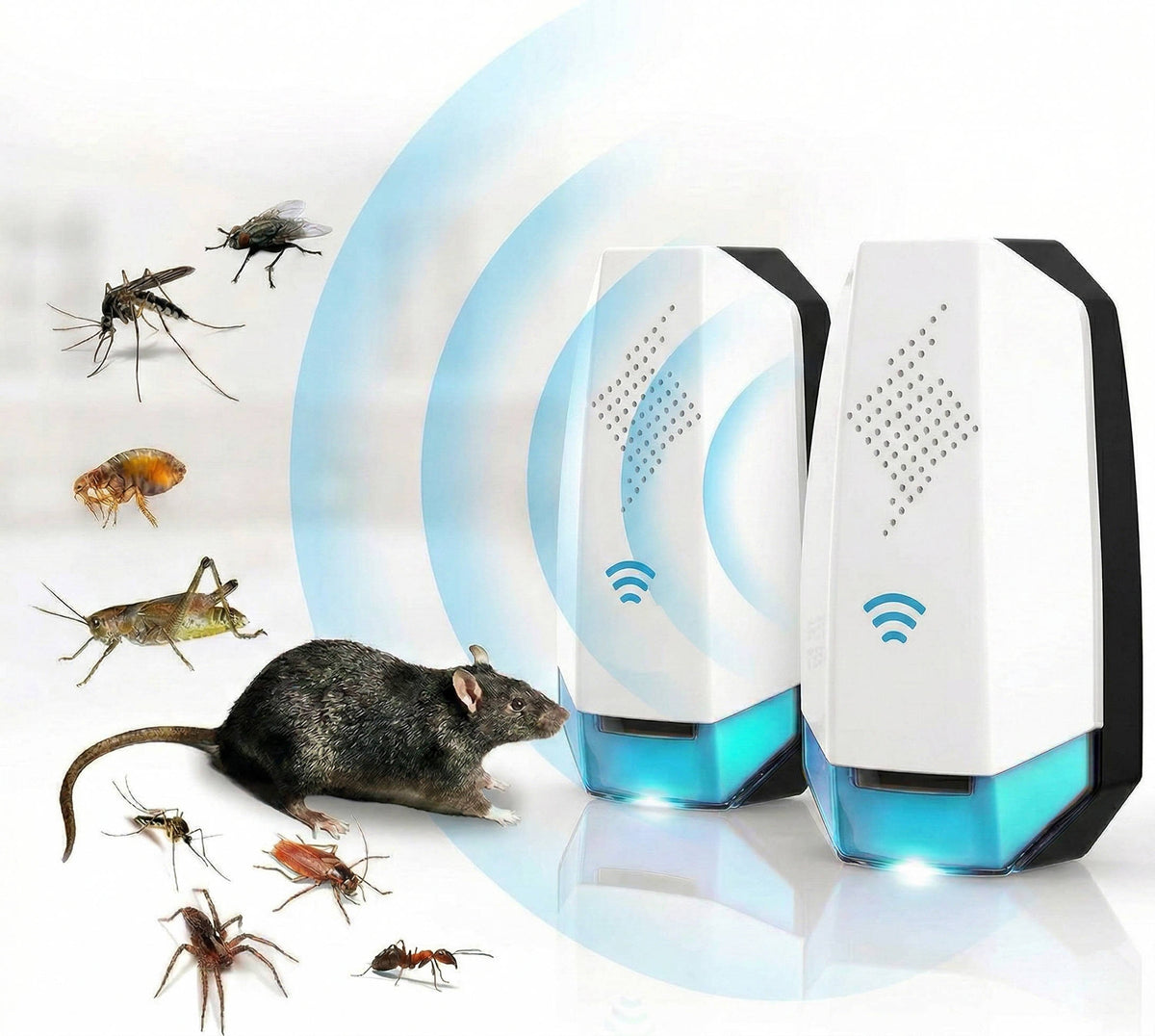 2-Pack Plug-In Ultrasonic Pest Repeller for Indoor Use