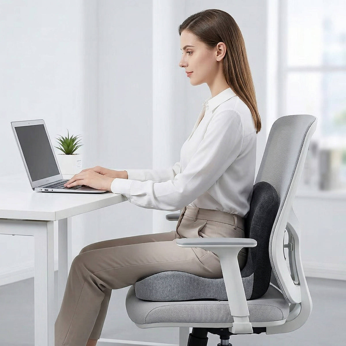 Contoured Support Seat Cushion in Memory Foam for Office and Car Chairs