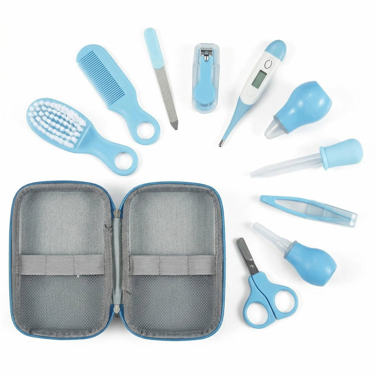 12-Piece Baby Care Set with Comb, Brush, Toothbrush, Clippers, and Scissors