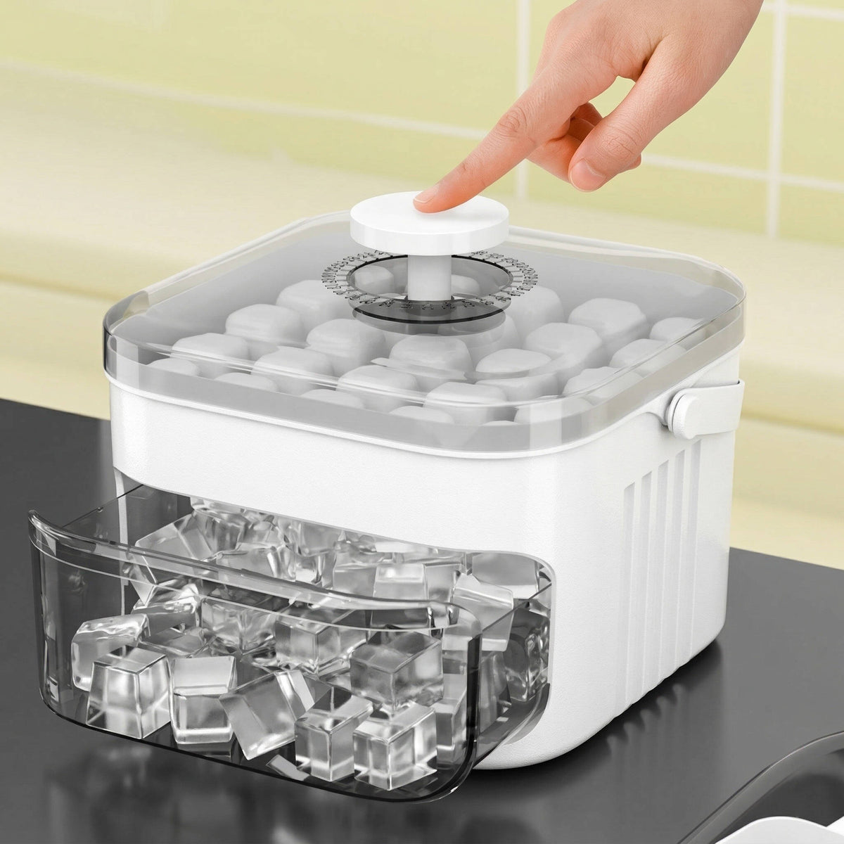 Double Layer Ice Tray for Freezer - 50 Cube Maker with Press Lid