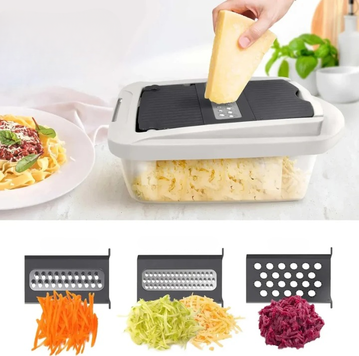 8 Blades Vegetable Slicing Tool – Comes with Collection Box & Safety Guard