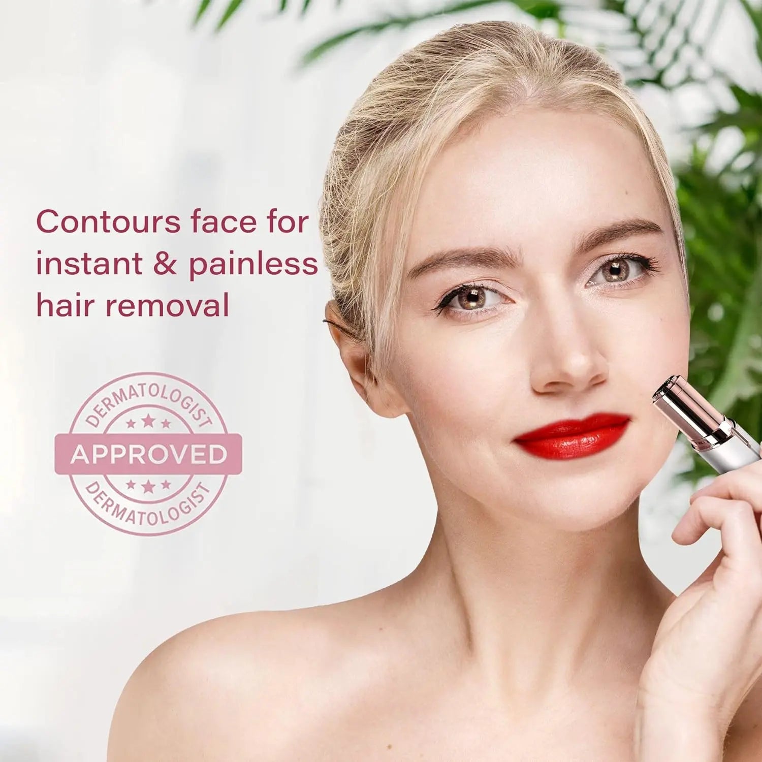 Compact Electric Facial Hair Remover – Lipstick Style in Rose Gold