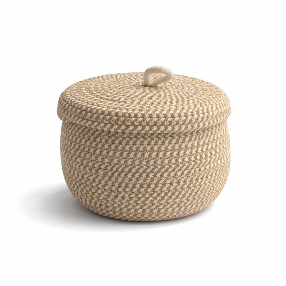 Woven Storage Basket | Round Boho Basket | Handcrafted Home Organizer