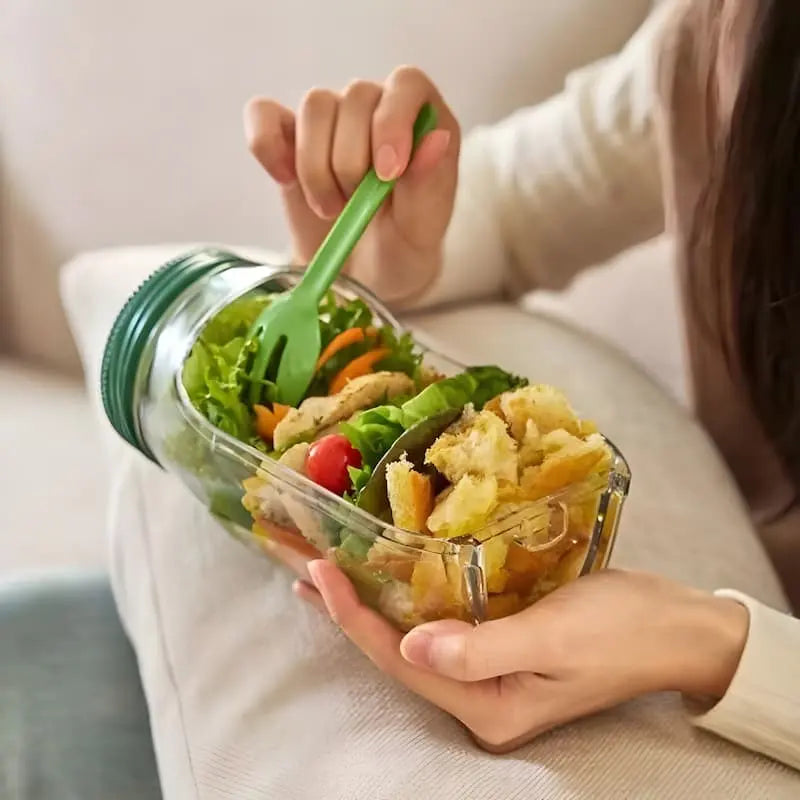 Glass Salad Container | Side Opening | Airtight Screw Lid