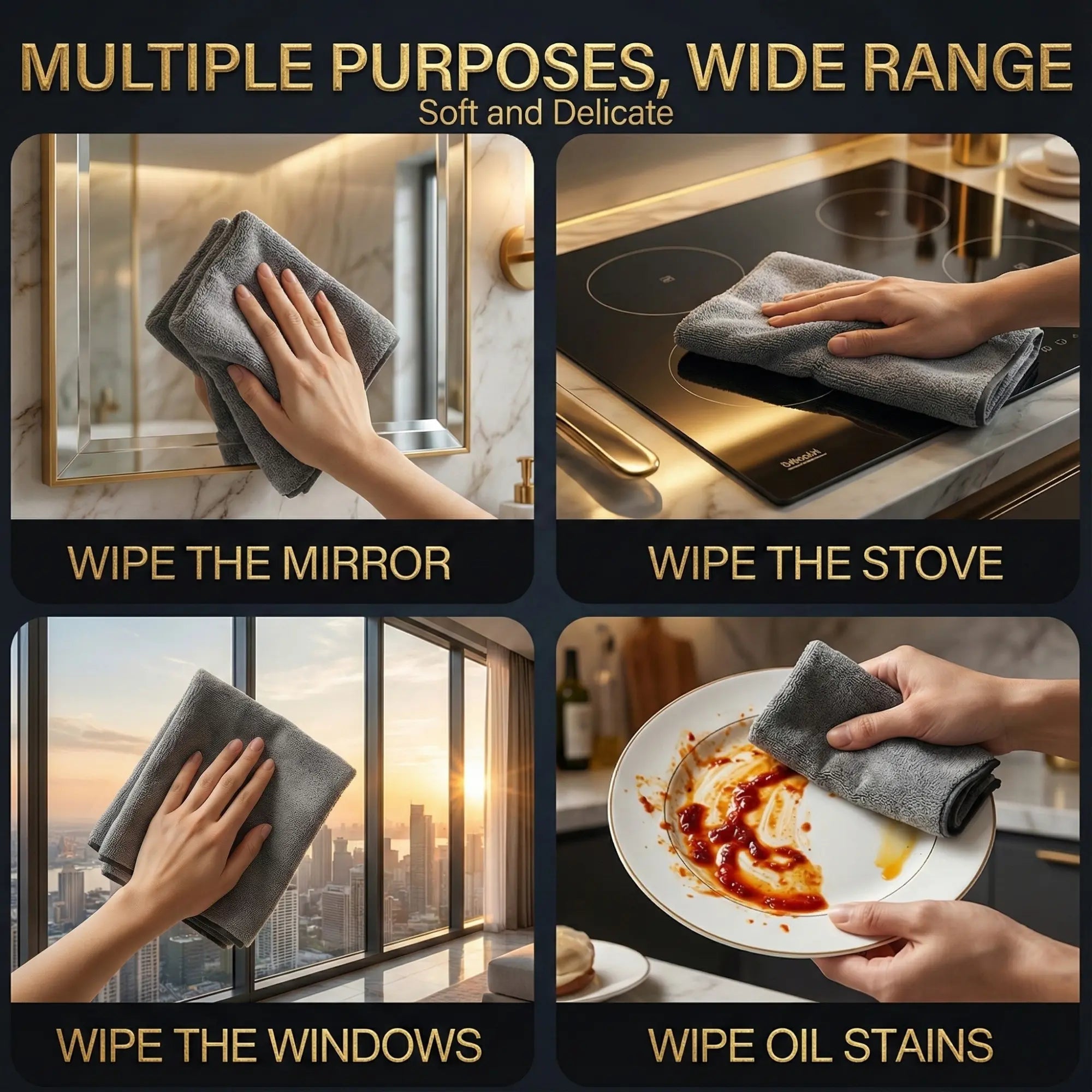 Microfiber Glass Cleaning Cloths | Streak-Free | Lint-Free & Reusable