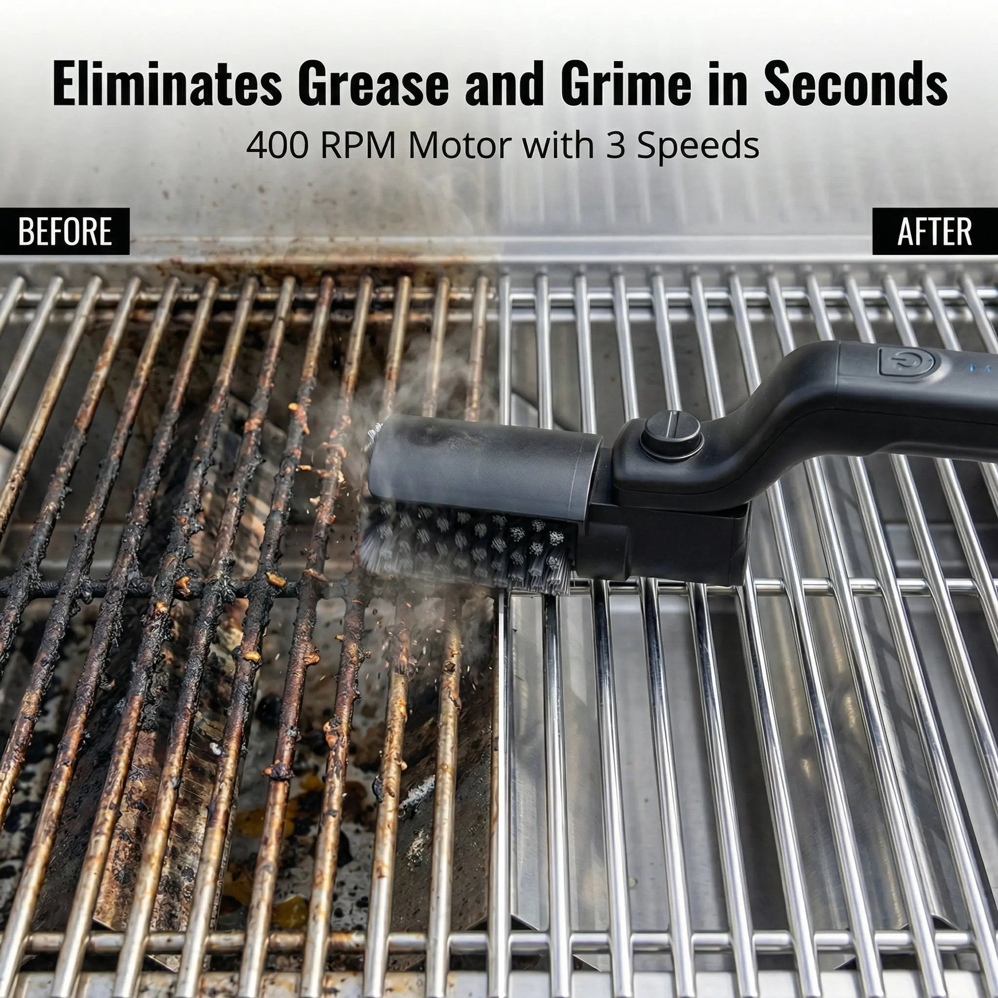 Rotating Head Grill Brush | Fast Cleaning | Safe Bristles