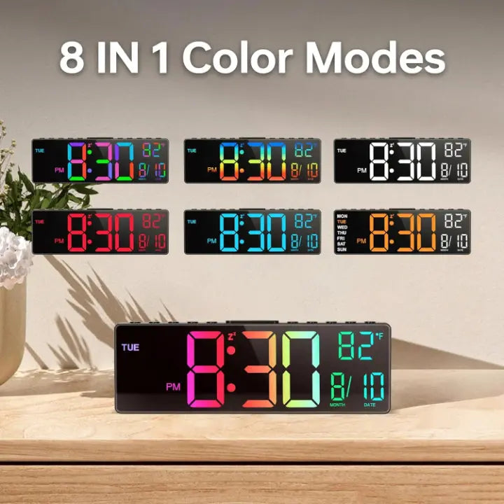 Digital Wall Clock with RGB Display - Large Size