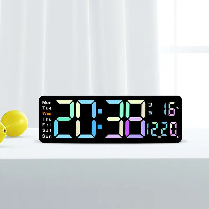Digital Wall Clock with RGB Display - Large Size