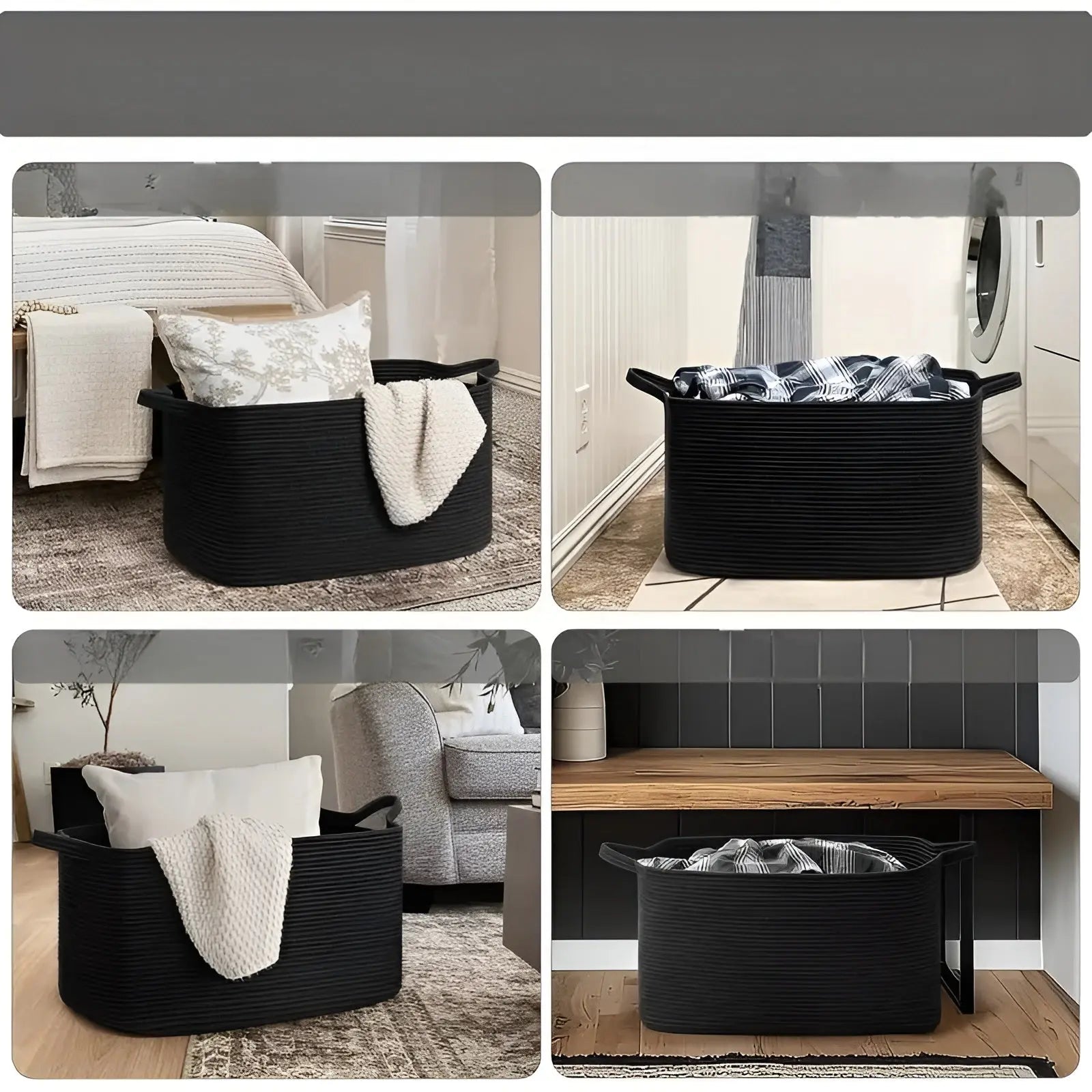 Storage Basket Made of Cotton Rope – Woven Design with Easy Grips