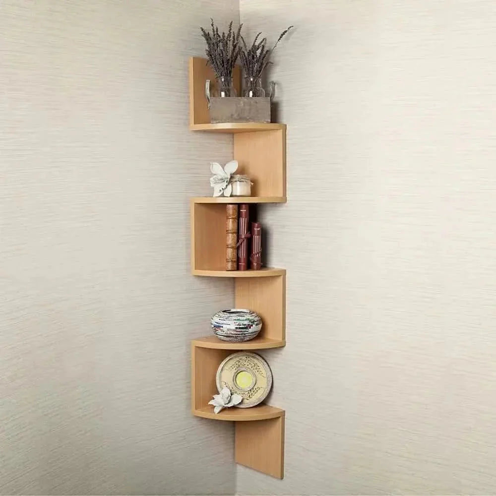 Zigzag Design Corner Shelf – 5-Tier Space-Saving Organizer