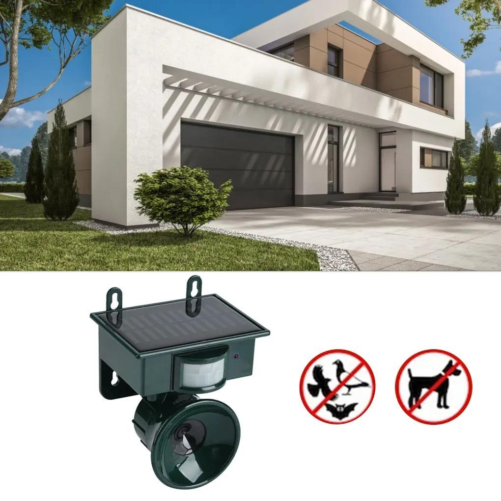 Motion-Sensing Solar Bird Deterrent with Sound Repellent