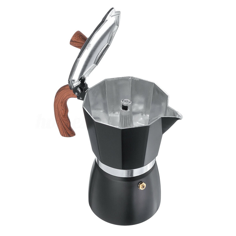 Stovetop Espresso Maker in Italian Style – Aluminum Moka Pot with Milk Frother and Drip Tray