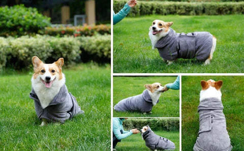 Dog Bathrobe with Hood – Absorbent Microfiber Material