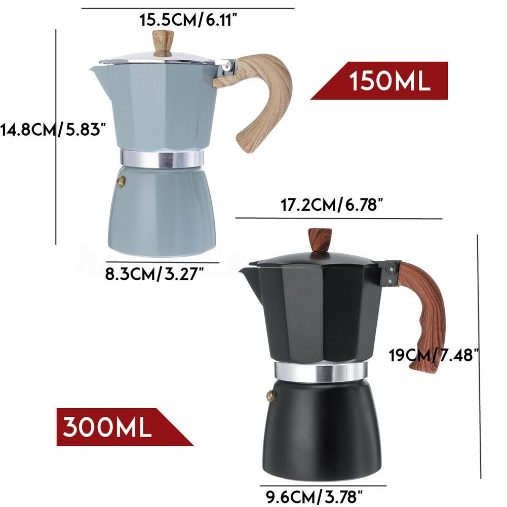 Stovetop Espresso Maker in Italian Style – Aluminum Moka Pot with Milk Frother and Drip Tray