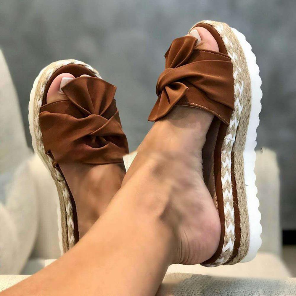Wedge Heel Sandals for Women with Bow Detail