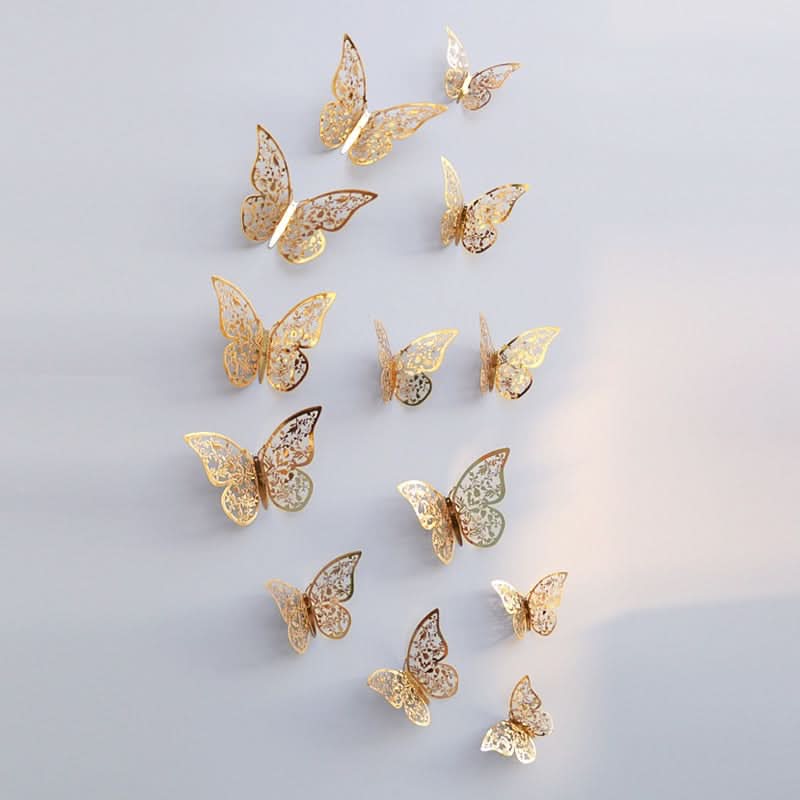 Metallic 3D Butterfly Decals – Removable Wall Stickers for Bedroom, Nursery & Wedding Decor