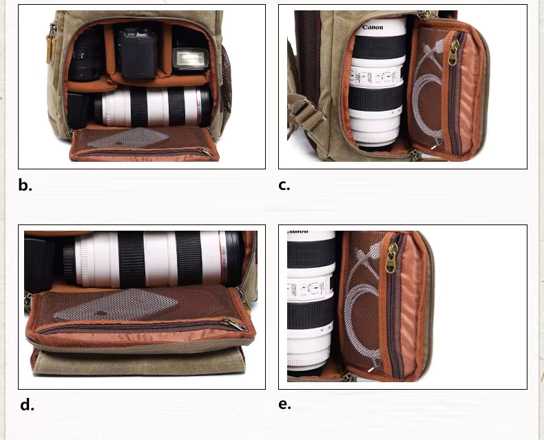Water-Resistant Waxed Canvas Backpack for DSLR and 15-Inch Laptop