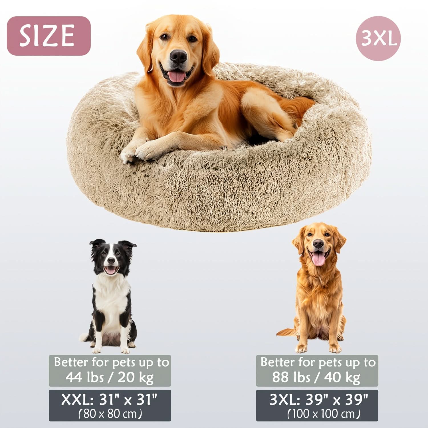 Extra Plush Faux Fur Pet Bed for Large Dogs and Cats - Calming Comfort