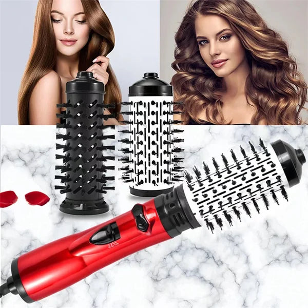 Hair Dryer with Rotating Feature - Volume & Curls - Interchangeable Brushes