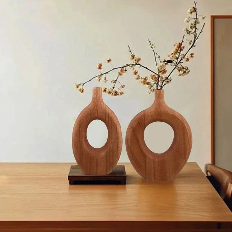 Elegant Wooden Vase – Handcrafted Home Decor Accent