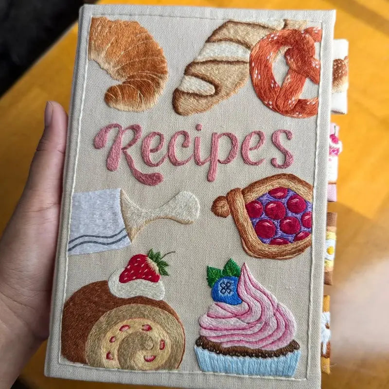 Cookbook with Water-Resistant Embroidered Cover – Sturdy Design