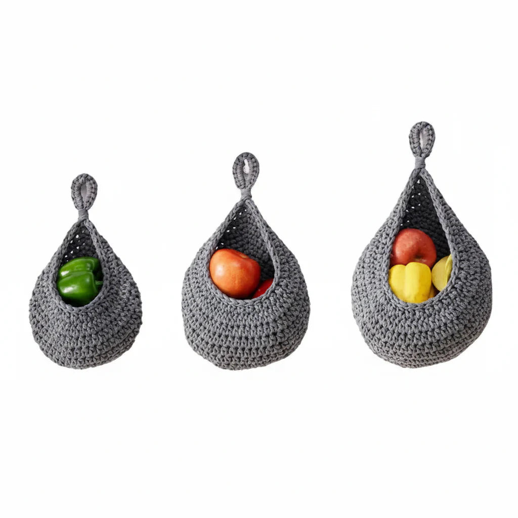 Set of Handmade Hanging Baskets for Storage