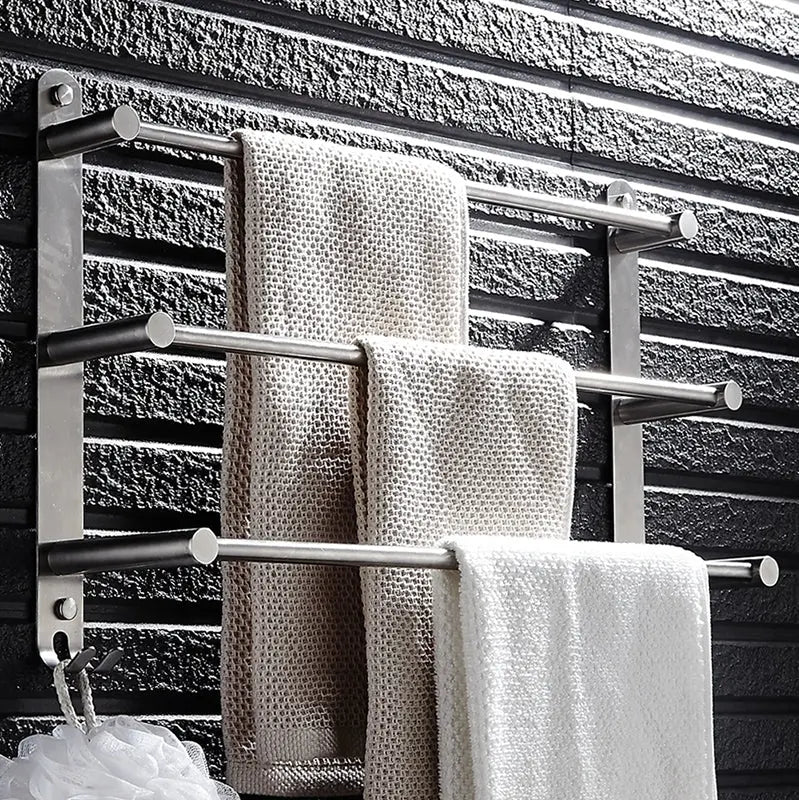 Stainless Steel Towel Rack with Three Bars for Wall Mounting