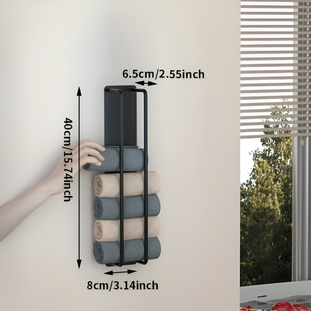 Vertical Wall Storage Towel Holder | Open Wire Basket