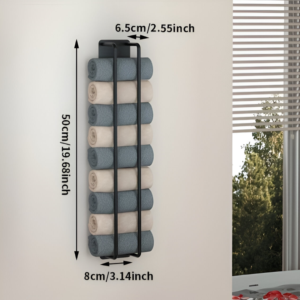 Vertical Wall Storage Towel Holder | Open Wire Basket